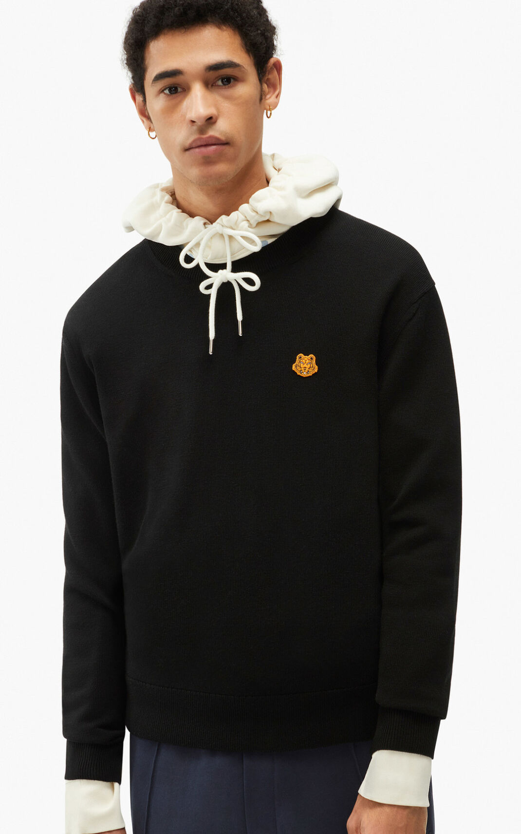 Pull Kenzo Tiger Crest merino wool Homme Noir | YSEK-14876